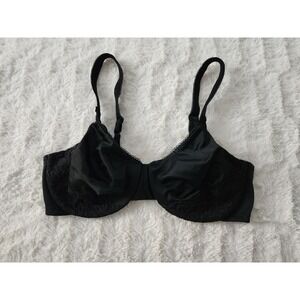 Olga Bra Size 36D Luxury Lift Underwire Style 35063 Unlined Lace Black